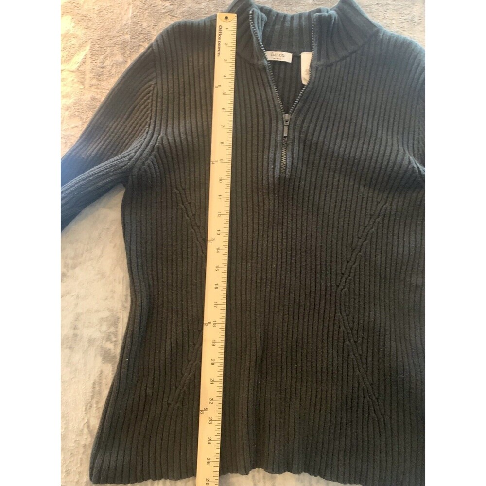 Liz & Co Woman 1X Black 1/4 Zip Pullover Ne Neck Sweater Large Heritage - Picture 11 of 12